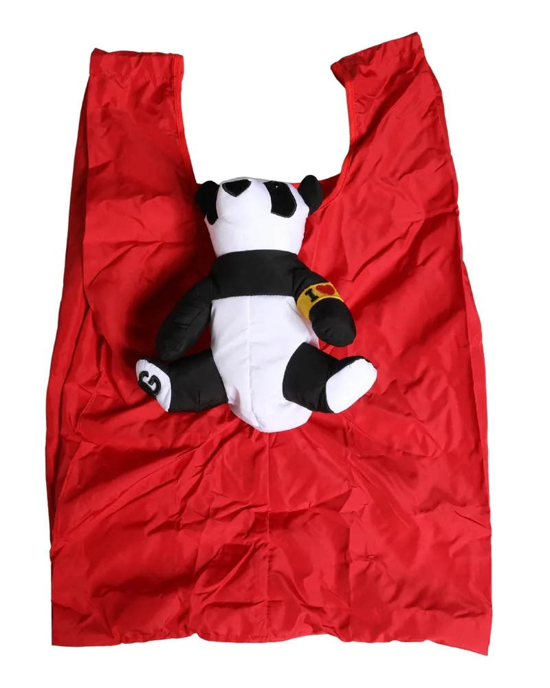 Dolce & Gabbana Panda-Embellished Polyester Tote Bag — Red Red