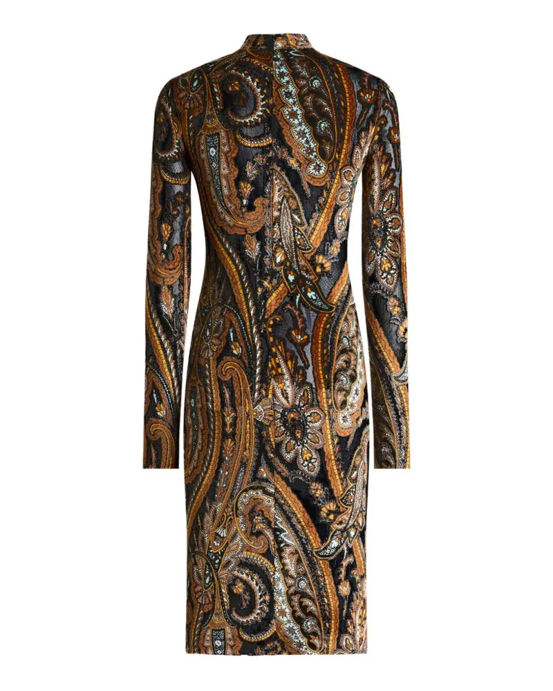 Etro Paisley Pattern Viscose Midi Dress — Multicolor Multicolor