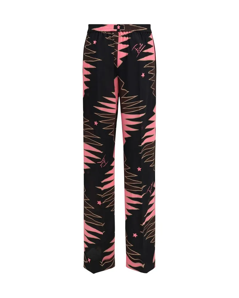 Emilio Pucci Artistic Print Silk Trousers — Multicolor Multicolor