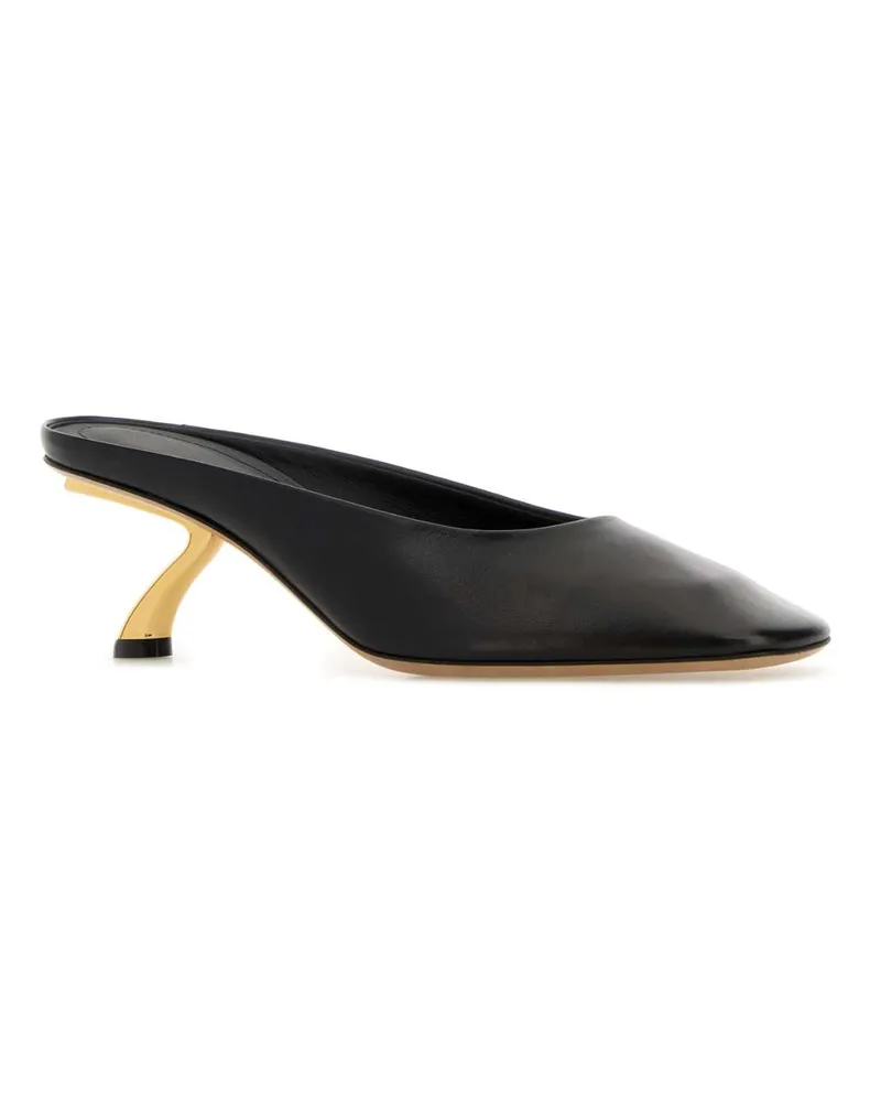 Ferragamo Women's Black Leather Safi 55 Mules Neroneronero Scarpe Con Tacco High Heel Shoes Black