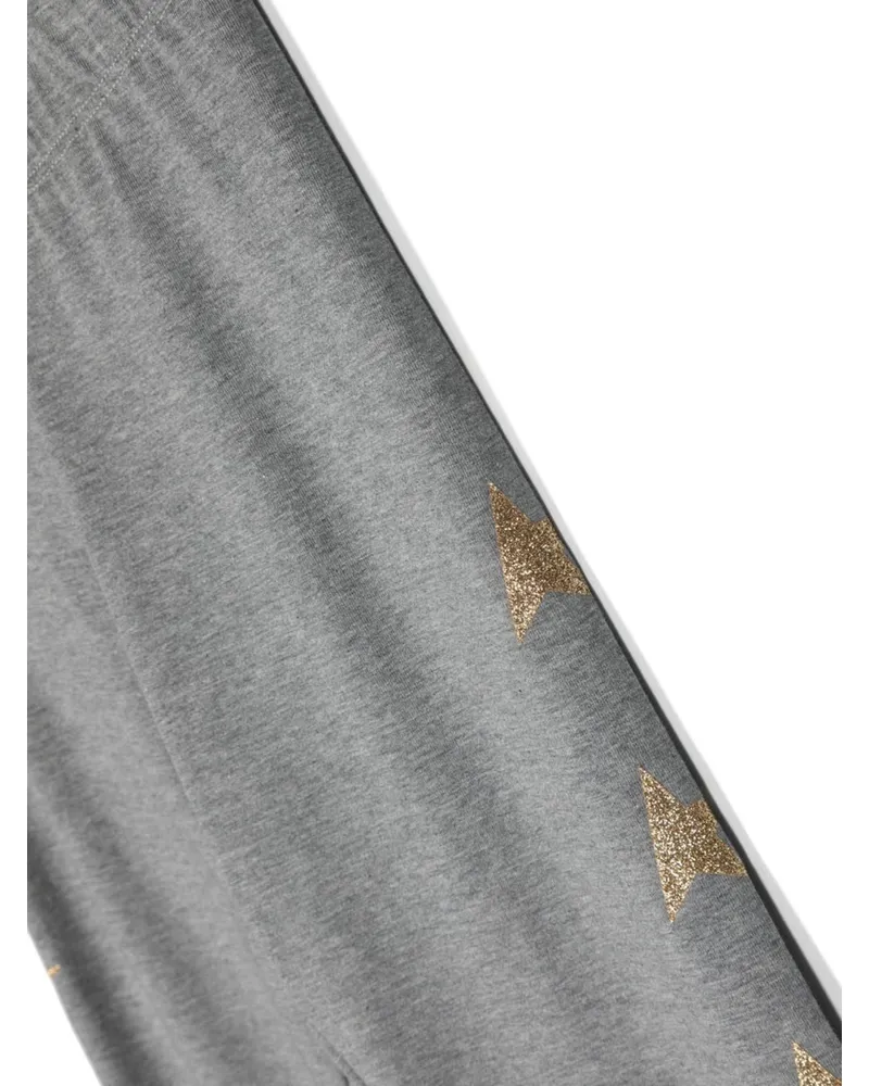 Golden Goose Glitter Multistar Print Cotton Leggings — Gray Gray