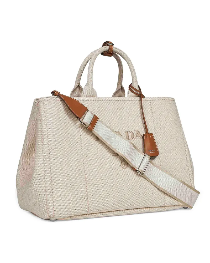 Prada Men's Extra Large Natural Jardinière Bag Ivory Cotton Handbags Hand Ivory