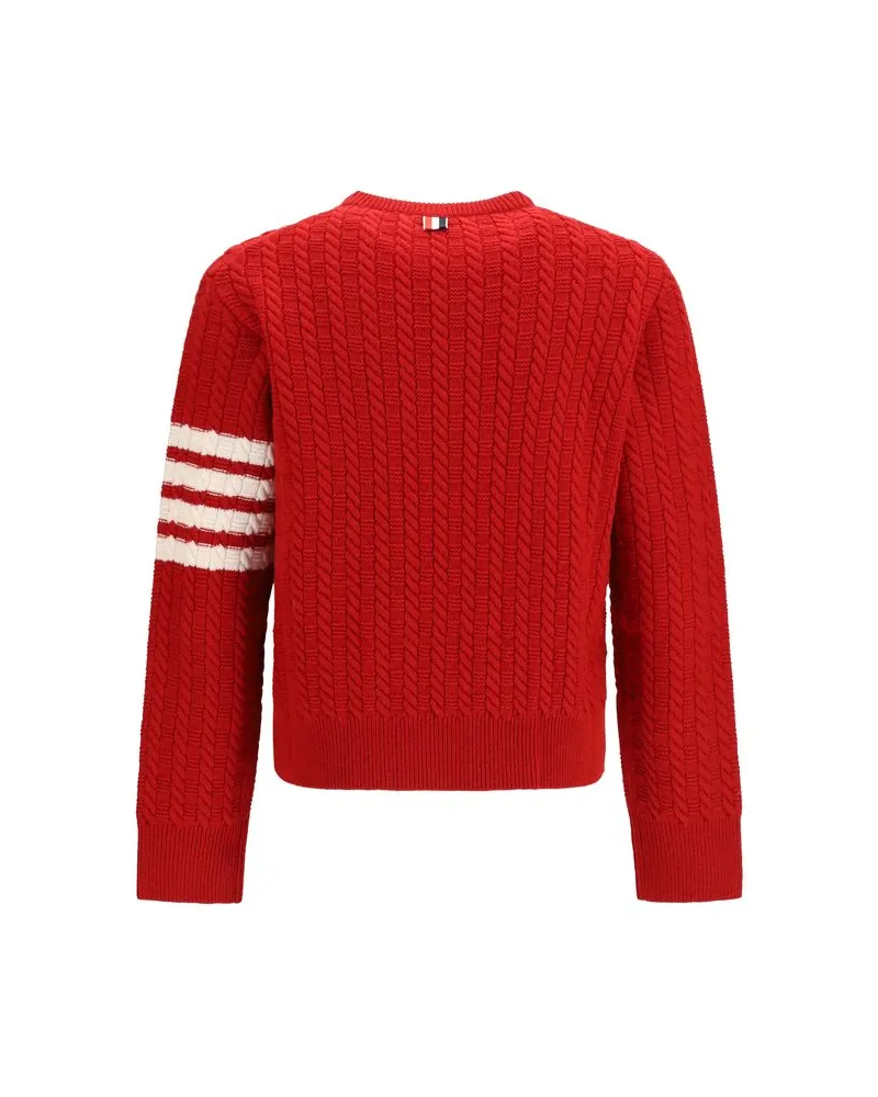 Thom Browne Anchor Intarsia Merino Wool Sweater — Red 