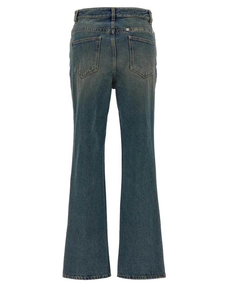 Givenchy Chain-Embellished Logo Waist Jeans — Blue Blue