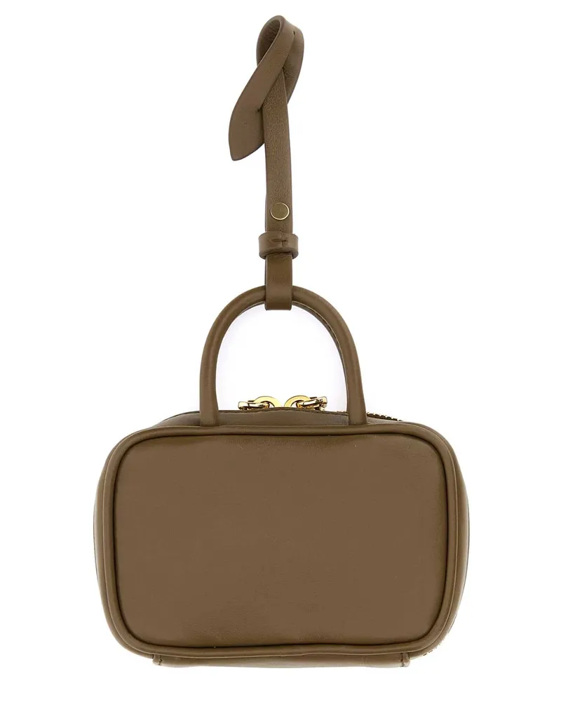 Miu Miu Women's Mud Leather Beau Keyring Necessaire Tundra Vitello Portachiavi Keychains Beige