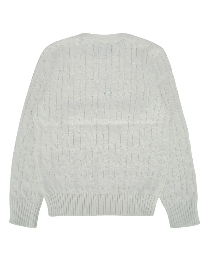 Ralph Lauren Boys' Ls Cable Cn-Tops-Sweater Nevis Maglieria Cotton White