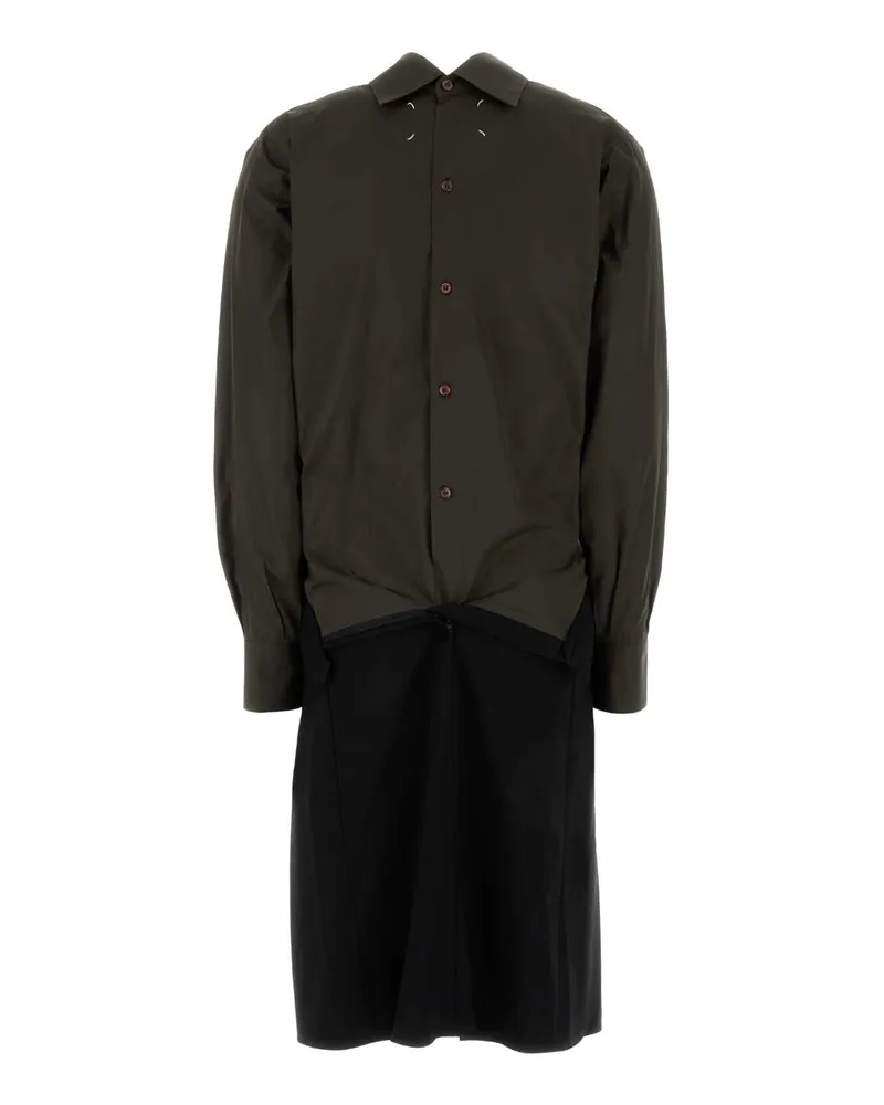 Maison Margiela Women's Two-Tone Poplin And Wool Shirt Dress Lightblue Abiti Blue