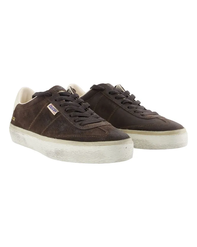 Golden Goose Men's Soul Star Sneakers -  Leather Grey Cowhide Shoes Brown