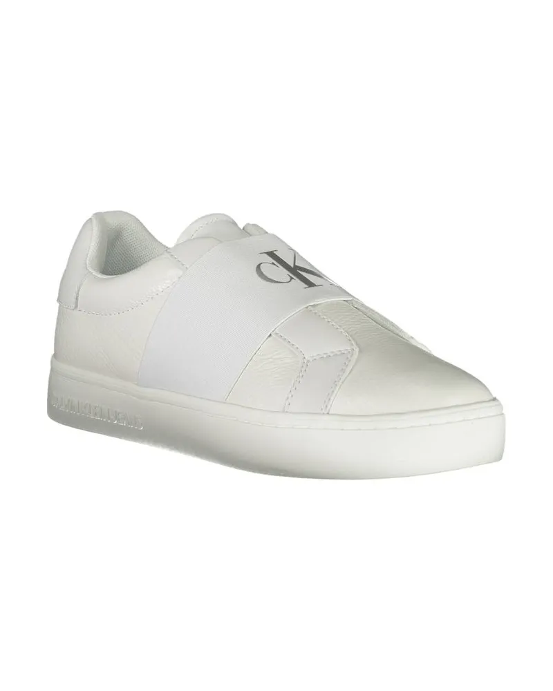 Calvin Klein Elastic Band Leather Sneaker — White White