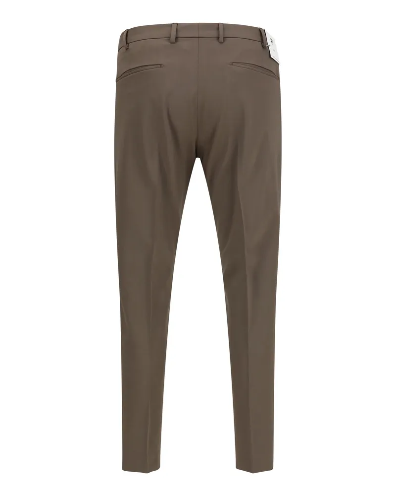 PT TORINO Stretch Virgin Wool Trousers — Brown Brown