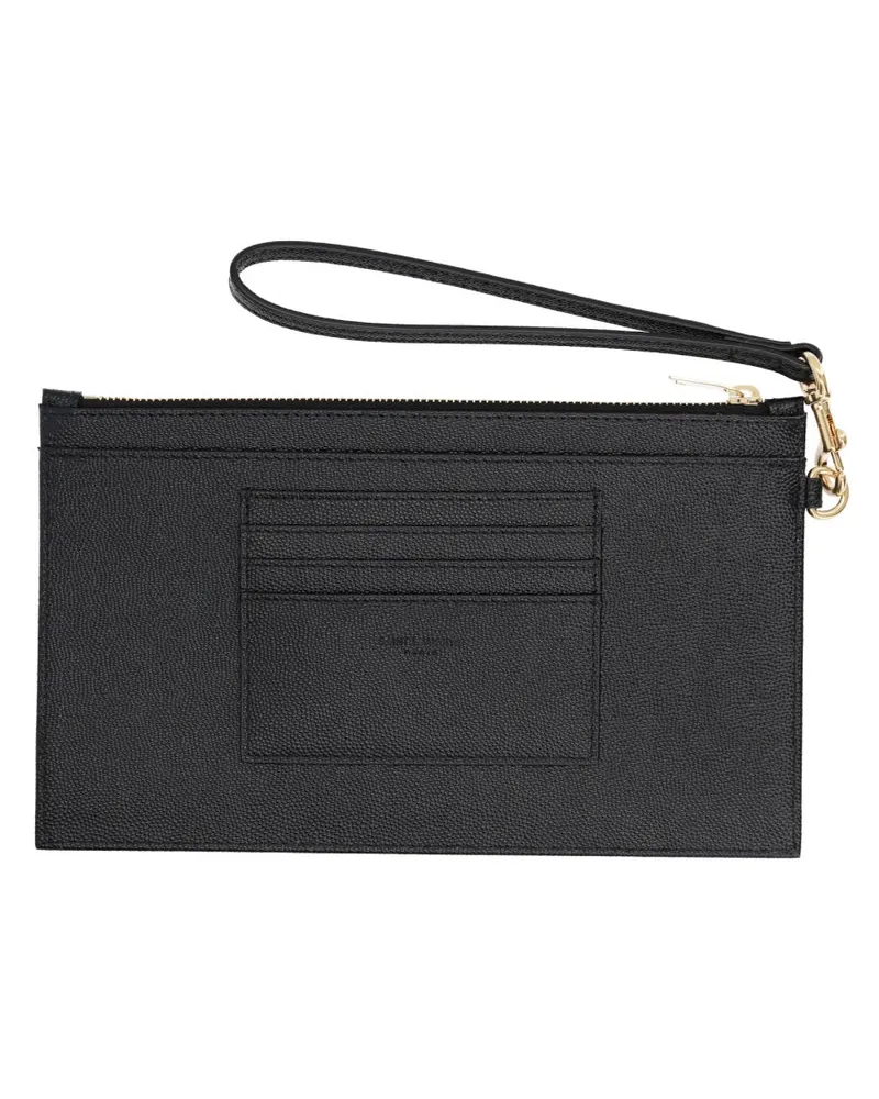 Saint Laurent Women's Pouch Cassandre Matelassé Black Calf Leather Clutch Bags Black