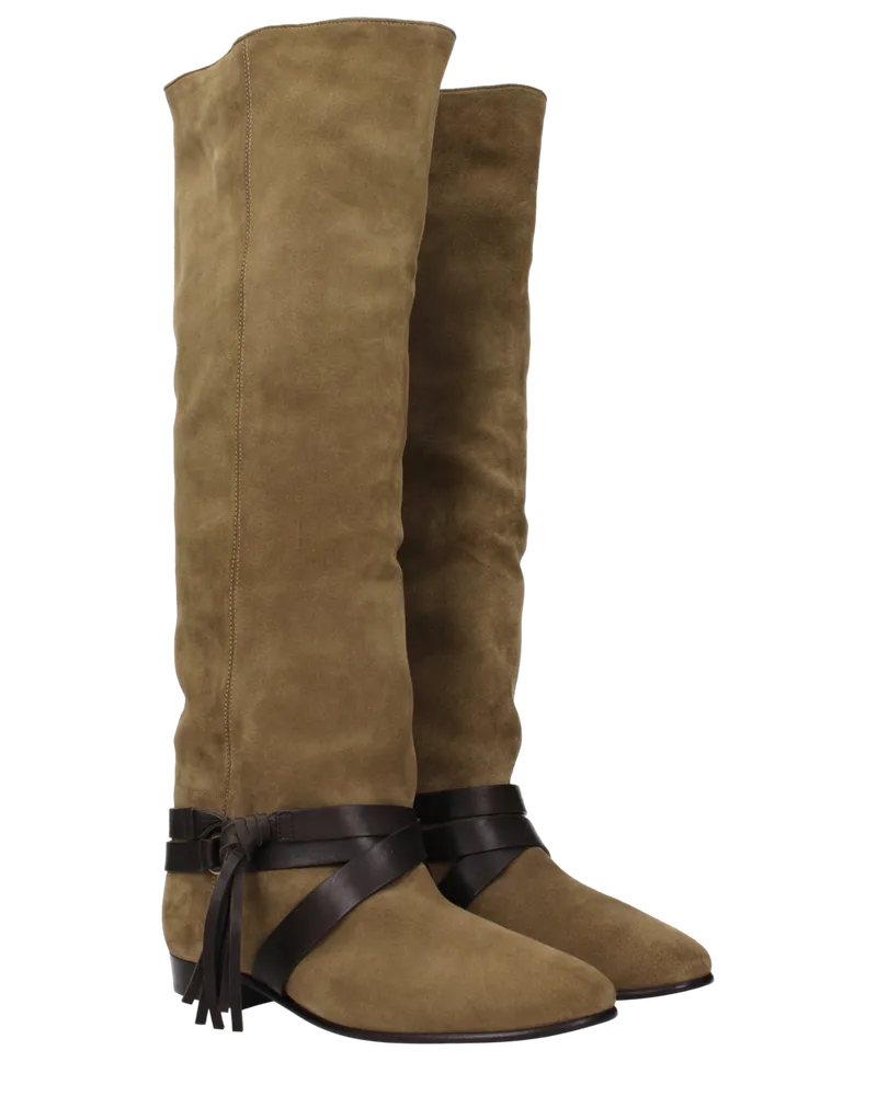 Isabel Marant Suede Over-The-Knee Boot — Brown Brown