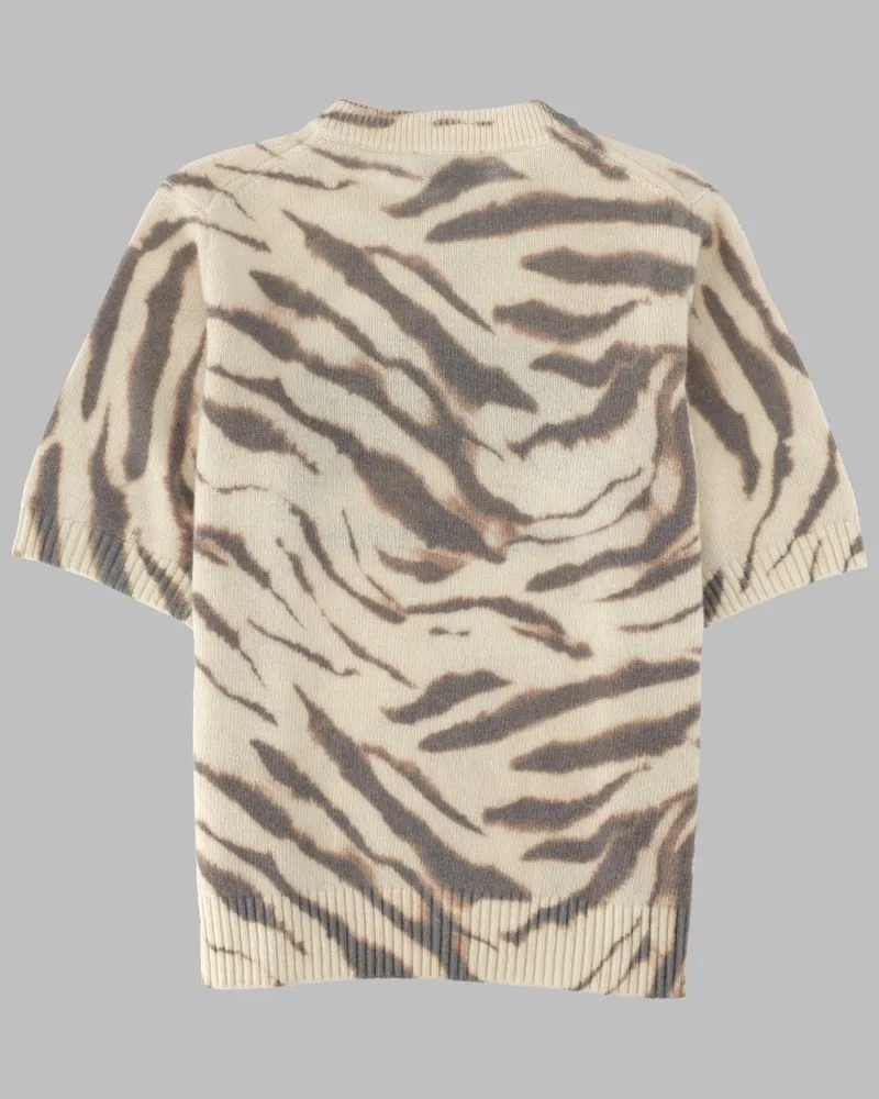Ganni Slim-Fit Animal Print Wool Sweater — Multicolor Multicolor