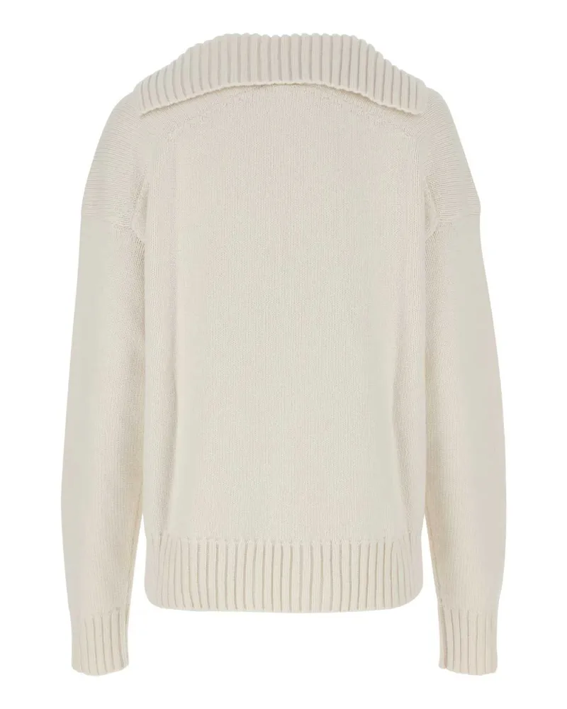 Jil Sander Women's Ivory Cashmere Blend Oversize Sweater 107 Maglieria White