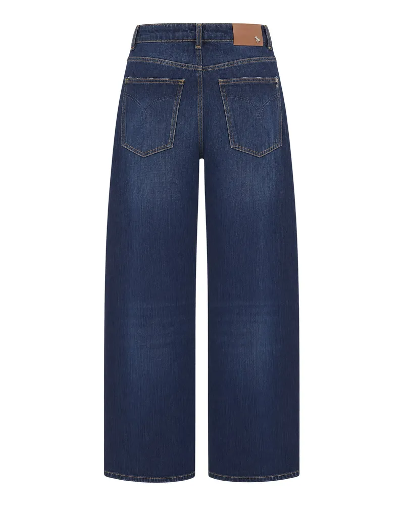 Patrizia Pepe Wide-Leg Washed Denim Jeans — Blue Blue