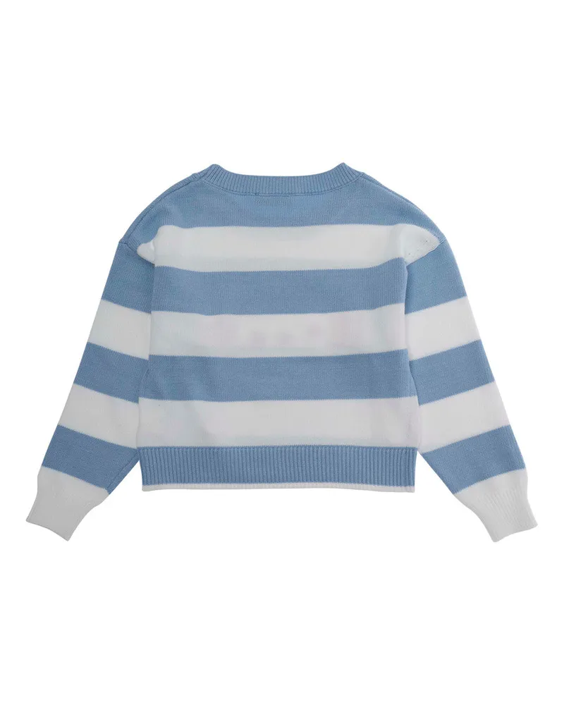 Monnalisa Girls' Crew Neck Sweater Hello Kitty Light Blue Viscose Tops Top Blue