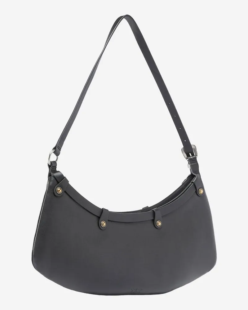 Pinko Women's Shoulder Bag Pocket Body Black Leather Black