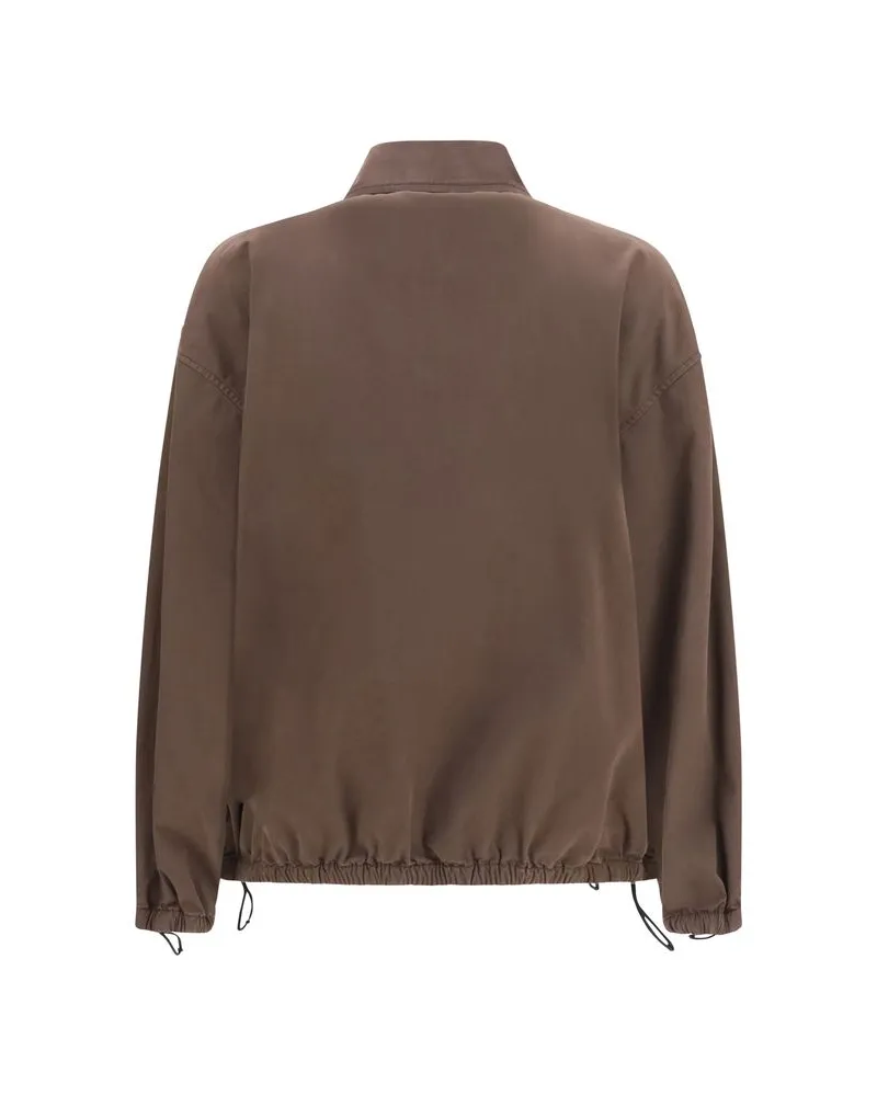 Miu Miu Women Brown Cotton Full-Length Jacket Clothing Brown