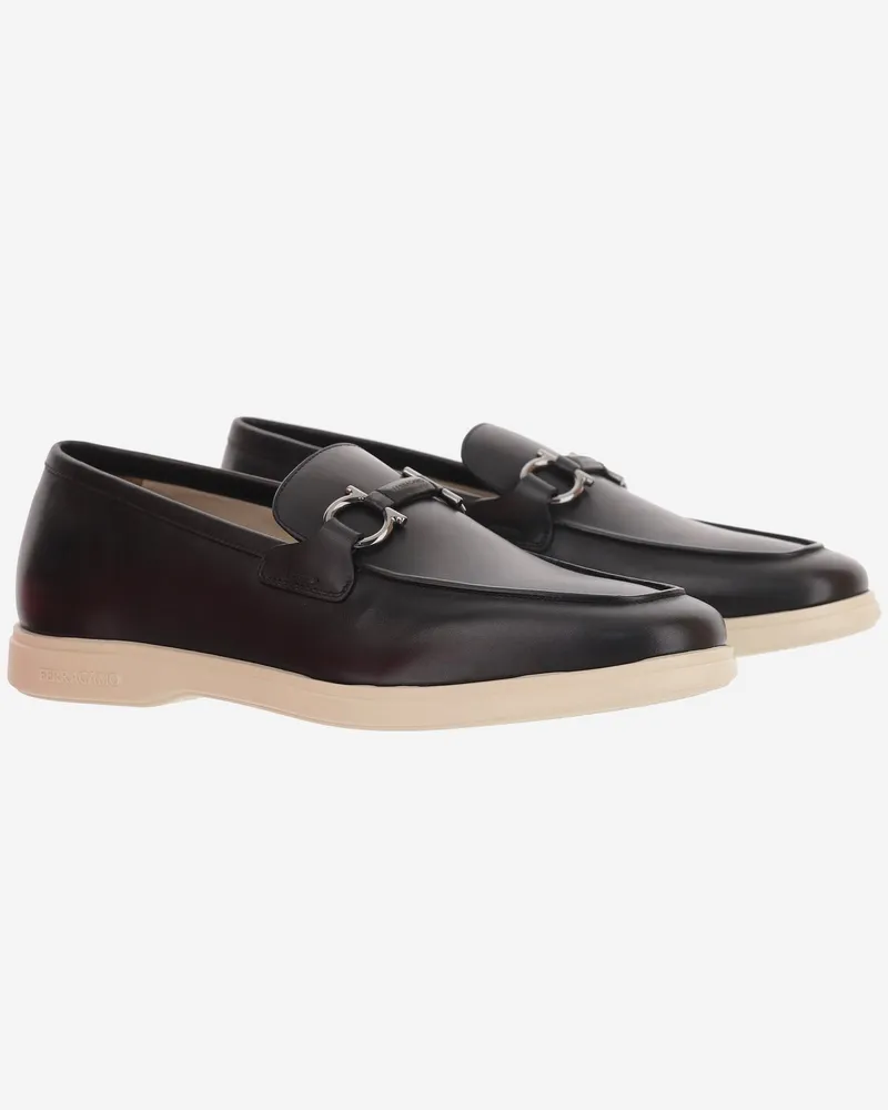 Ferragamo Men's Calf Leather Loafers Black Black