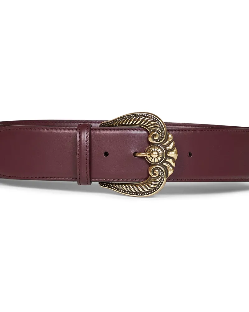 Etro Women's Leather Belt With Paisley Buckle, Burgundy Calf Burgundy