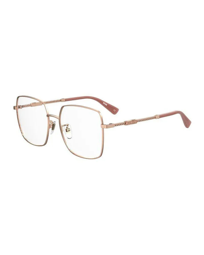 Moschino Women's Eyeglasses Square Full Rim, Gold Copper Frame And Clear Demo Lens Mos615-G0ddb00 One Color Sunglasses Rose