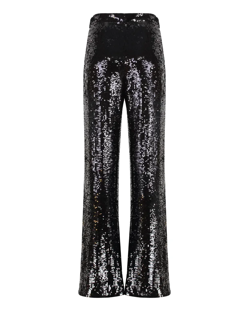 Nili Lotan Women's Sequined Wide-Leg Trousers Black Viscose Black