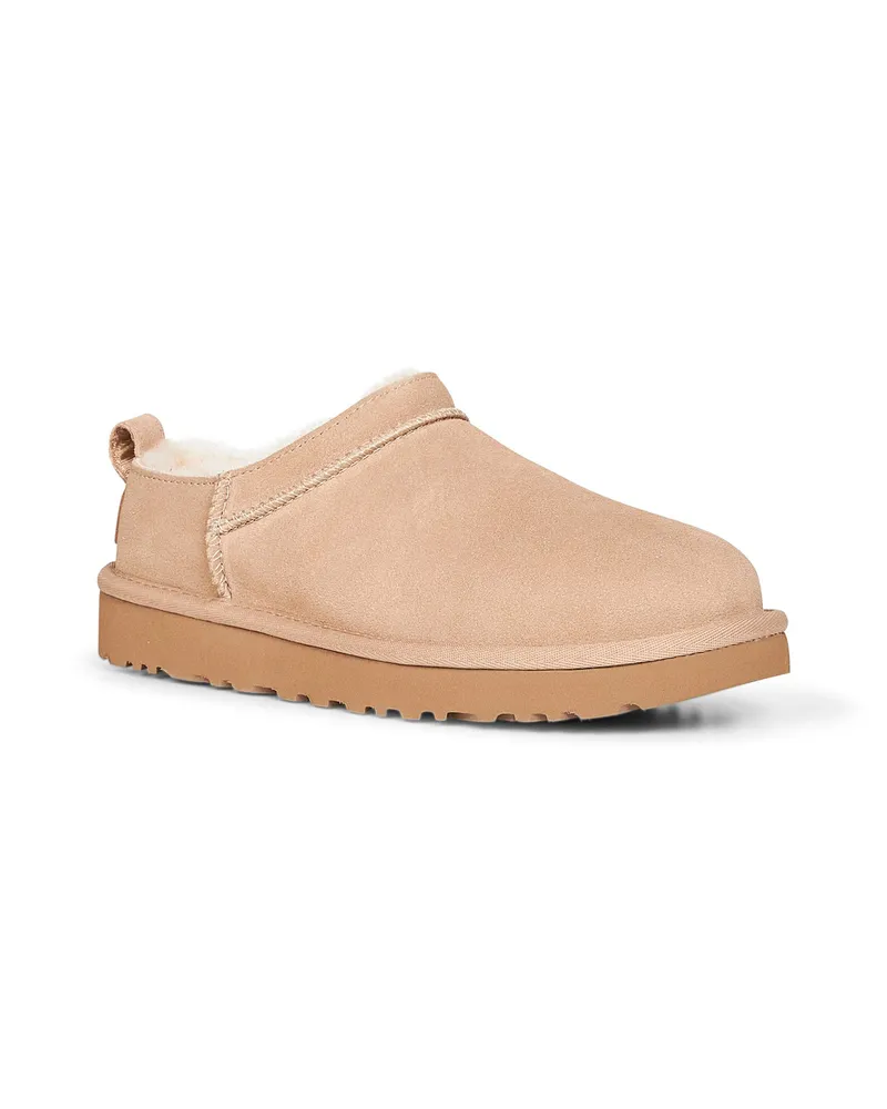 UGG Women's Mules Sand Classic Micro Beige Calfskin Leather Sandal Beige