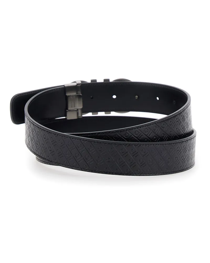 Ferragamo Men's Belt Double Adjustable Burgundy Leather Burgundy