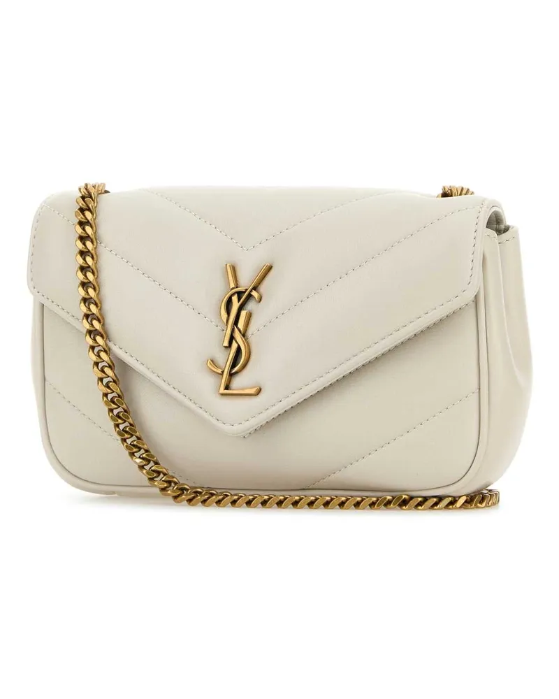 Saint Laurent Women's Ivory Leather Mini Loulou Crossbody Bag Crema Soft Borse A Tracolla White