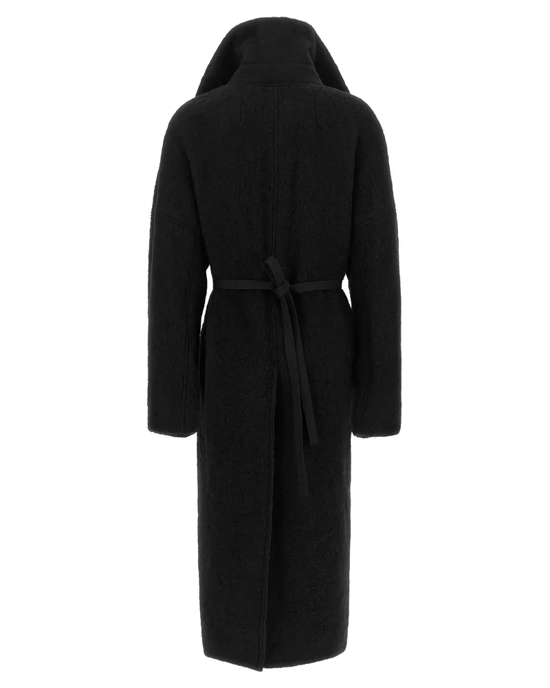 Rick Owens Dracucollar Belted Coat — Black Black
