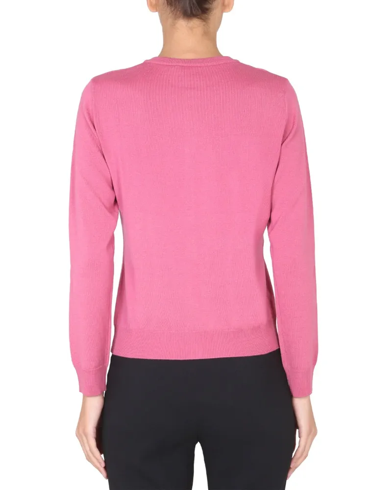 Moschino Virgin Wool with Necklace Detail Jumper — Pink Pink