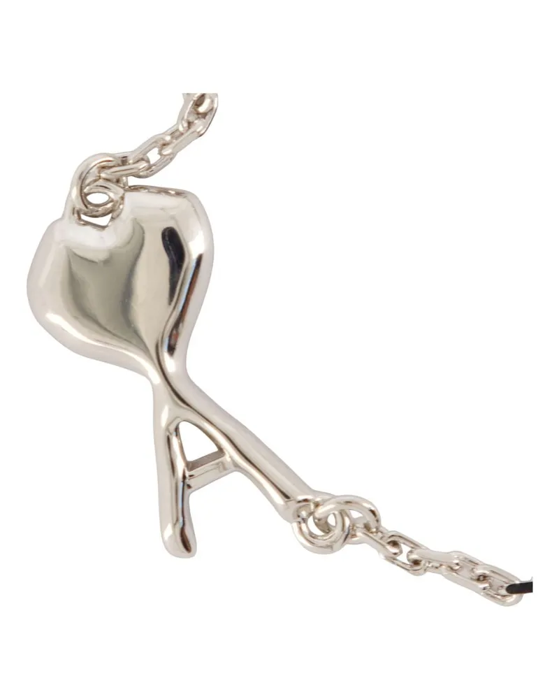 AMI Paris Unisex Hammered Ami De Coeur Thin Bracelet - Paris Metal Silver Jewelry-Watches Bracelets Silver