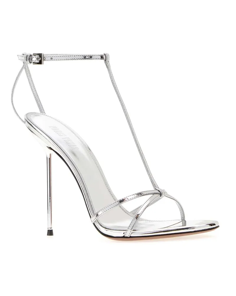 Paris Texas Women's Silver Leather Lidia T Sandals Scarpe Con Tacco High Heel Shoes Silver
