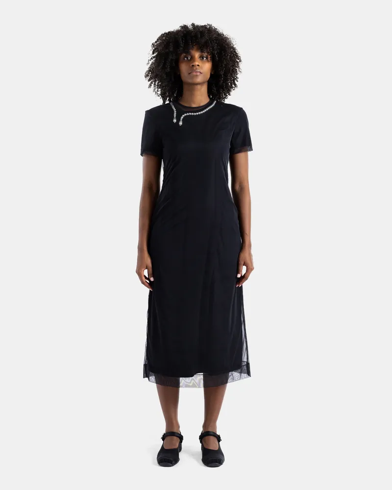 Simone Rocha Women's Layered Black Pearl Midi Dress Black