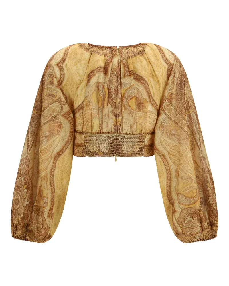 Zimmermann Women's Bustier Top Wanderlust Tapestry-Mustard-Multi Cotton; Silk; Other Fibres Gold