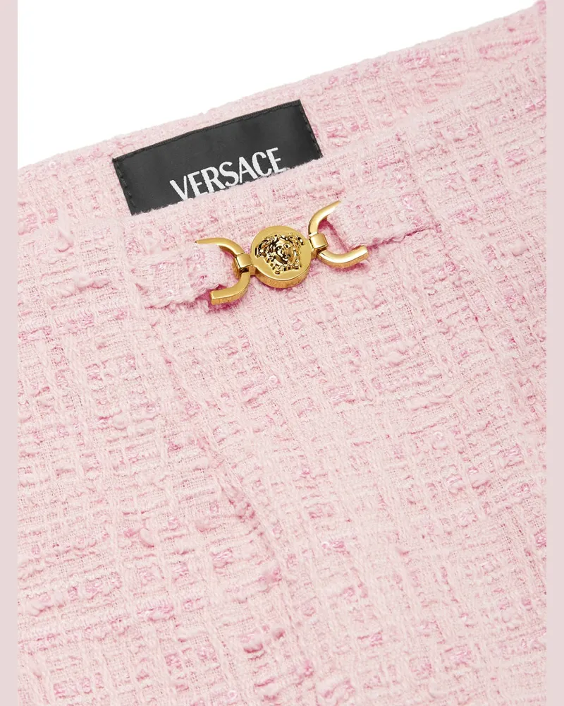 Versace Cotton-Mix Tweed Skirt — Pink Pink