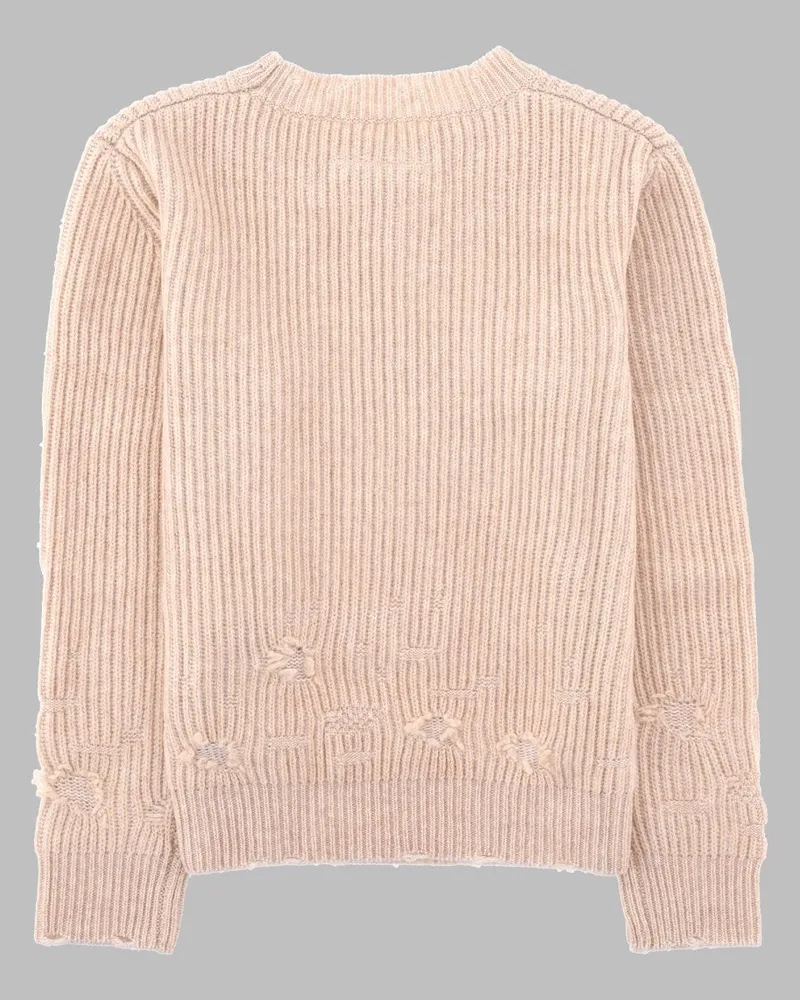 Maison Margiela Distressed Wool Knit Sweater — Beige Beige