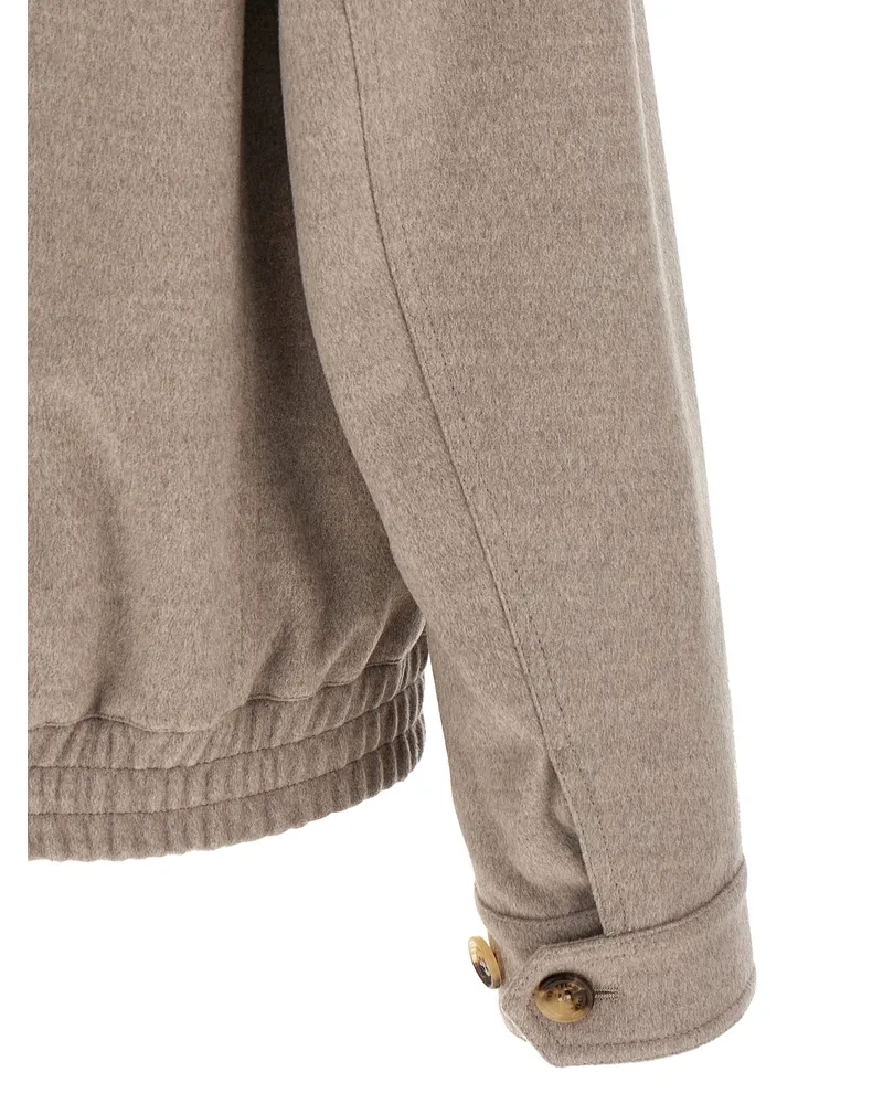 Brunello Cucinelli Virgin Wool Bomber Jacket — Beige Beige