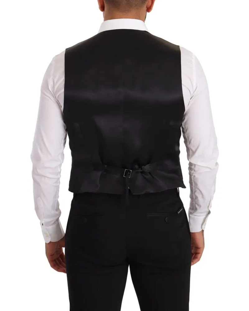 Dolce & Gabbana Men's Gray Silk Slim Fit Waistcoat Formal Vest Clothing Gray