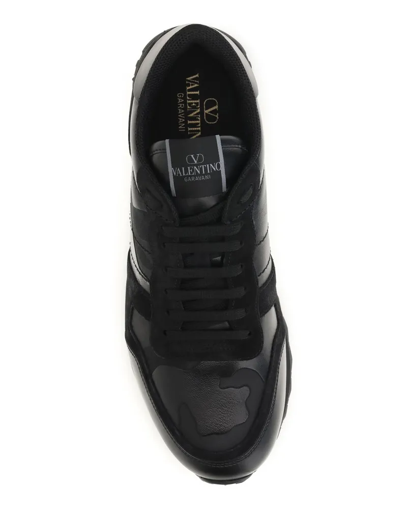 Valentino Garavani Men's Sneakers Rockrunner Camouflage Black Upper Polyester Trainers Black