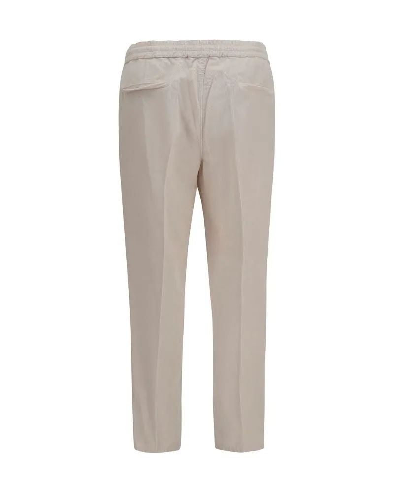 Brunello Cucinelli Men's Beige Cotton Casual Pants Beige