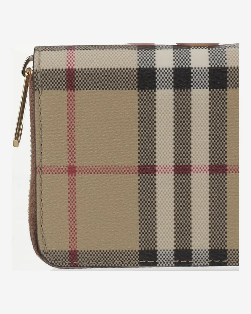 Burberry Women's Check Wallet Polyurethane & Purses Beige