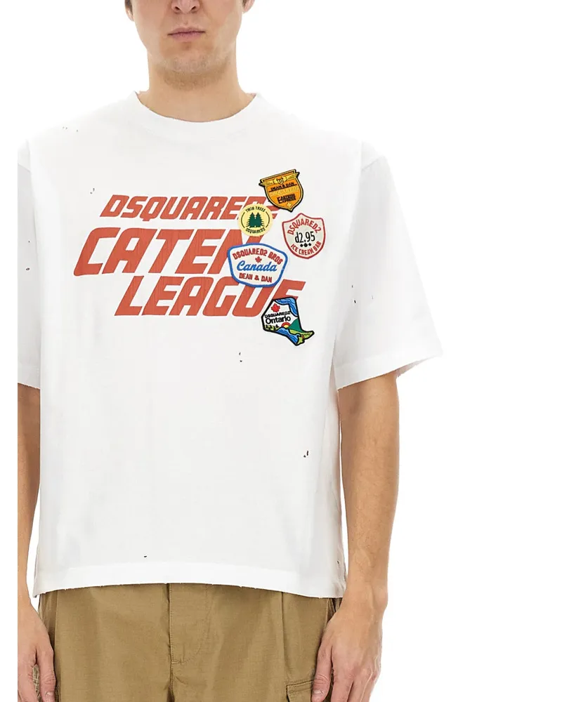 Dsquared2 Printed Cotton T-Shirt — White White