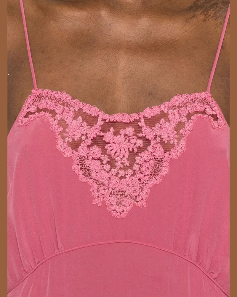 Chloé Lace-Trimmed Silk Dress — Pink Pink