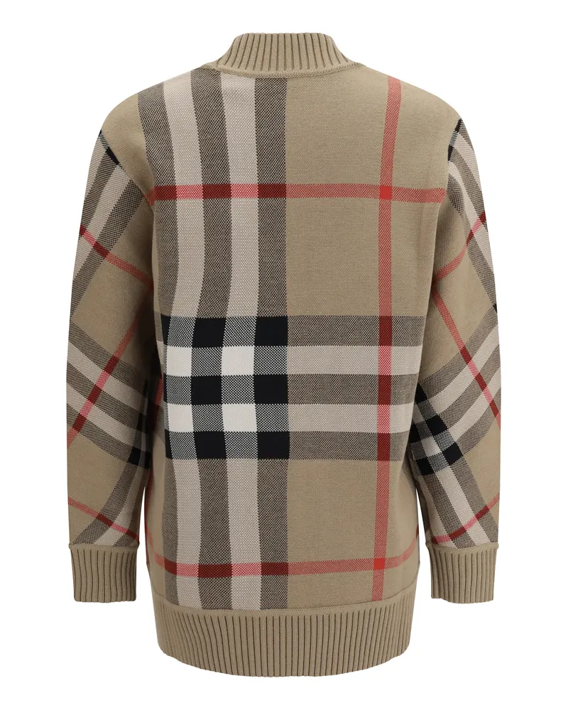 Burberry Women's Check Archive Wool Sweater Beige Polyester; Ovis Aries Beige