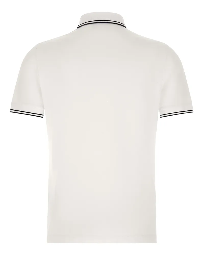 Stone Island Men's Bicolor Cotton Polo Shirt White