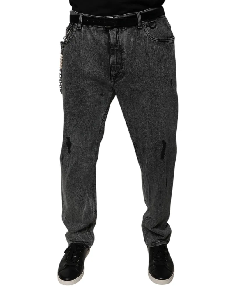 Dolce & Gabbana Men's Dark Gray Cotton Skinny Denim Jeans Elastane Clothing Gray