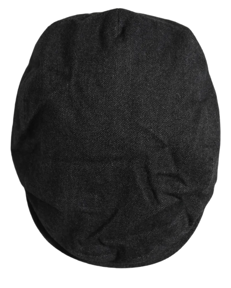 Dolce & Gabbana Men Black Cotton Flat Cloth Newsboy Cap Hat Black