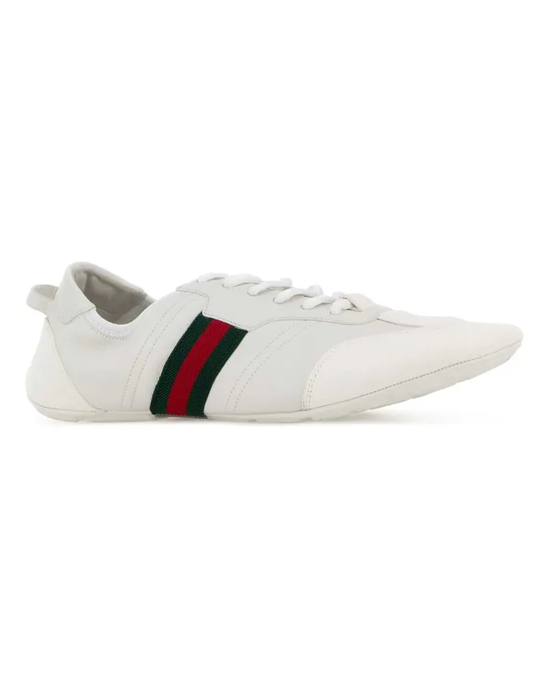 Gucci Men's White Leather And Suede Flex Sneakers Gwhgwhvrvgwh White