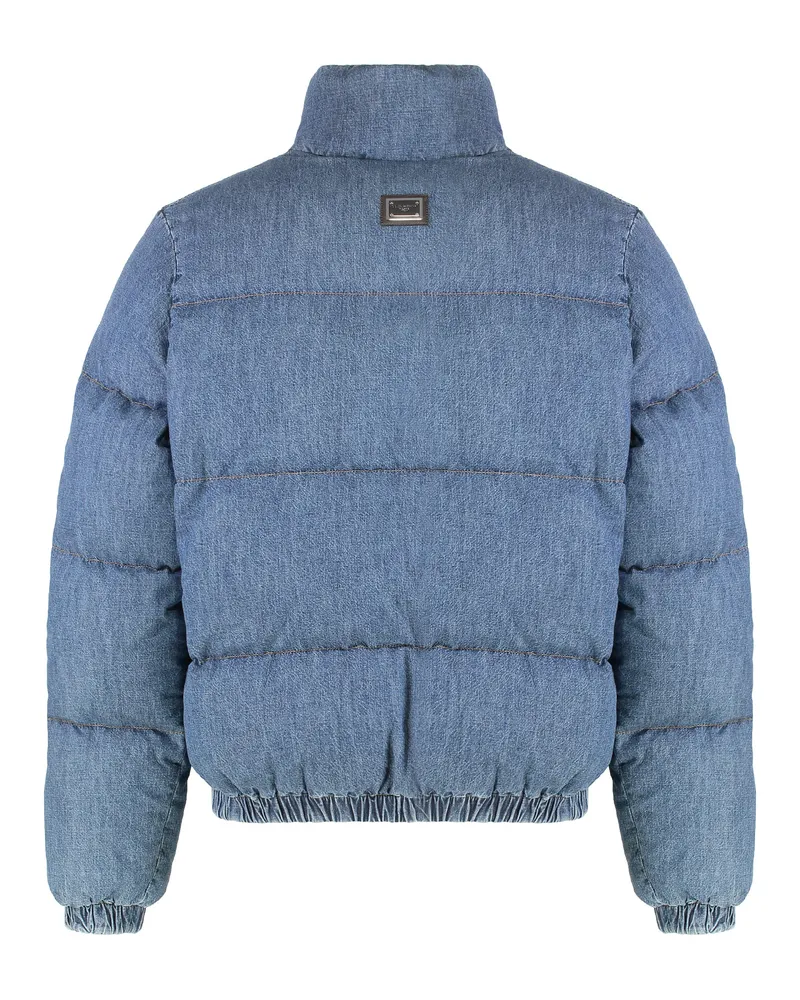 Dolce & Gabbana Quilted Denim Cotton Puffer Jacket — Blue Blue